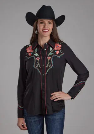 Minimalist Design Roper Womens Red Floral Retro Black Polyester L/S Shirt Roper Womens Red Floral Retro Black Polyester L/S Shirt Relaxed Vibe BBQ Party