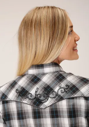Minimalist fashion Roper Womens 1628 Plaid White/Black Cotton Blend L/S Shirt Roper Womens 1628 Plaid White/Black Cotton Blend L/S Shirt Urban Comfort