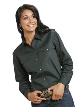 Minimalist Look Roper Womens Green 100% Cotton L/S Solid Poplin Snap L/S Western Shirt Roper Womens Green 100% Cotton L/S Solid Poplin Snap L/S Western Shirt Durable Quality