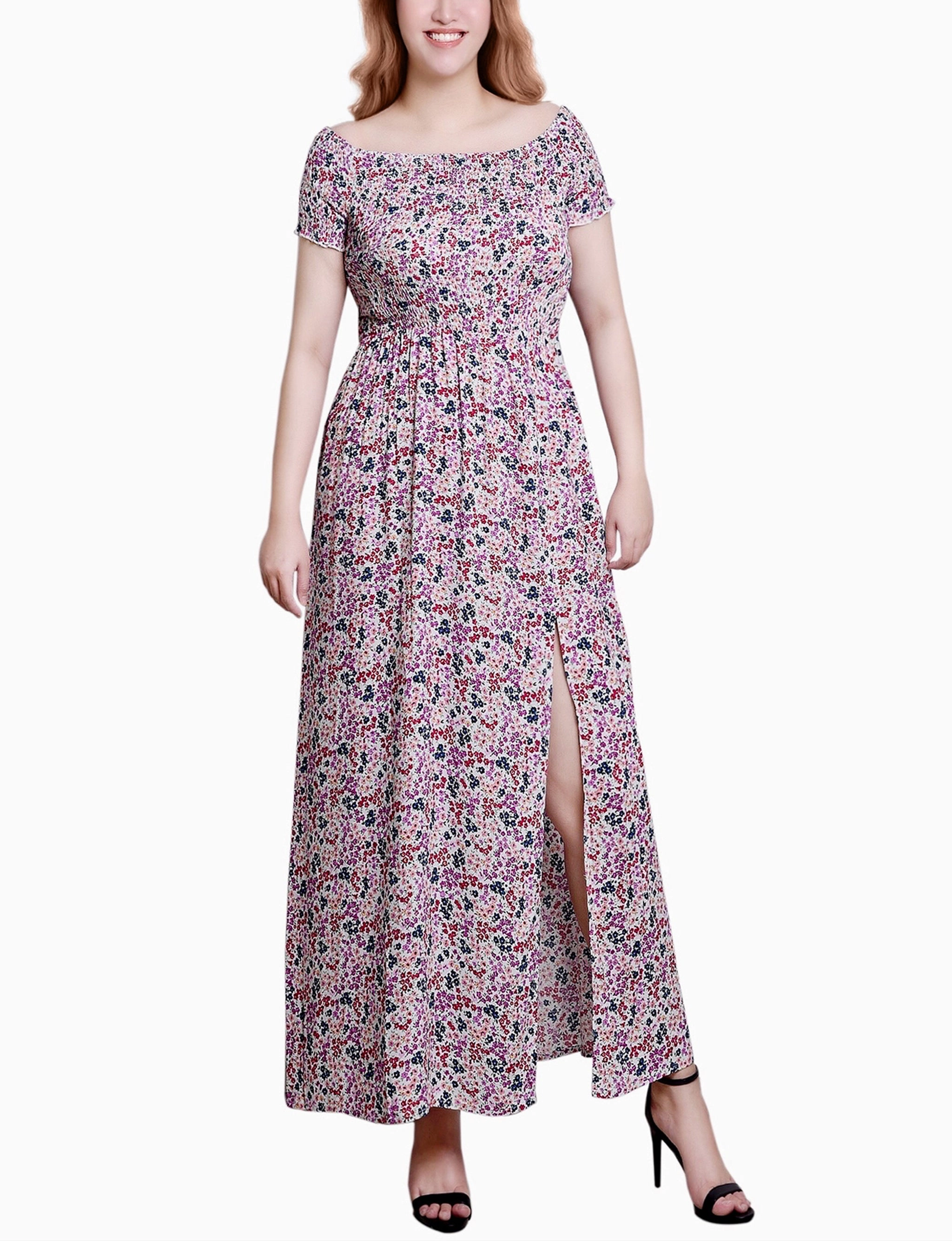 Asymmetric-Neck Classic wrap dress Petite Smocked Bodice Maxi Dress