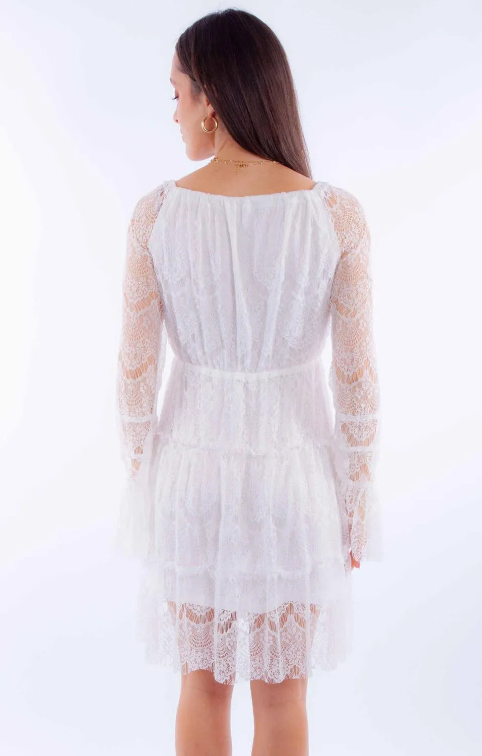 Scully Womens Eyelash Lace White 100% Nylon L/S Dress Elegant Party Look Winter Warmth