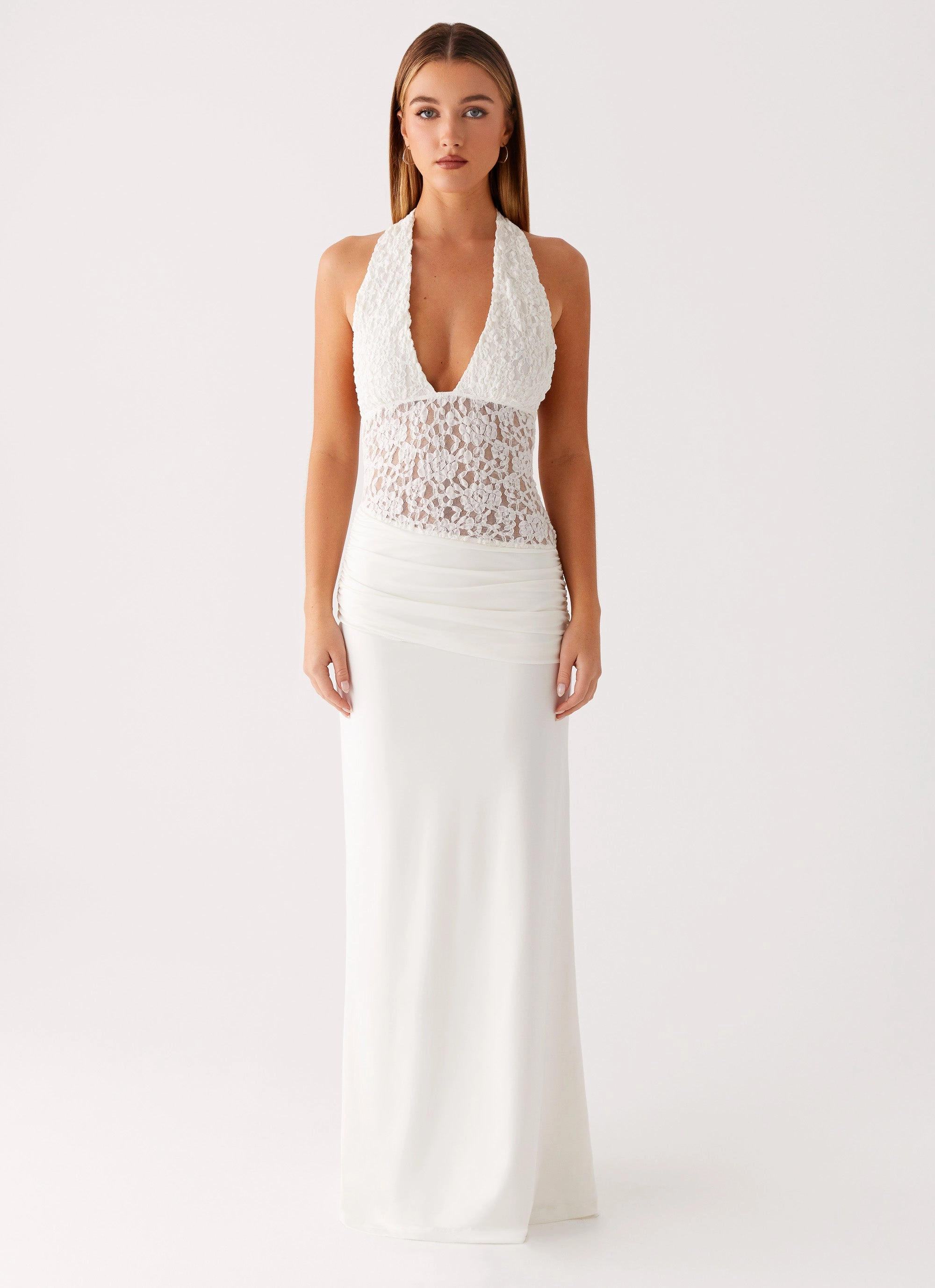 Sophisticated cocktail dress Easy Comfort Look Miri Halter Maxi Dress - Ivory