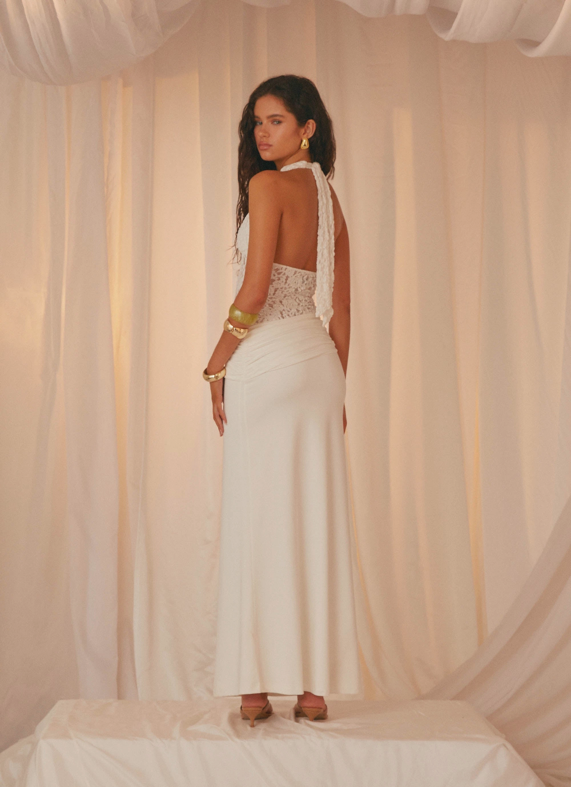Euro Touch Chic Comfort Miri Halter Maxi Dress - Ivory