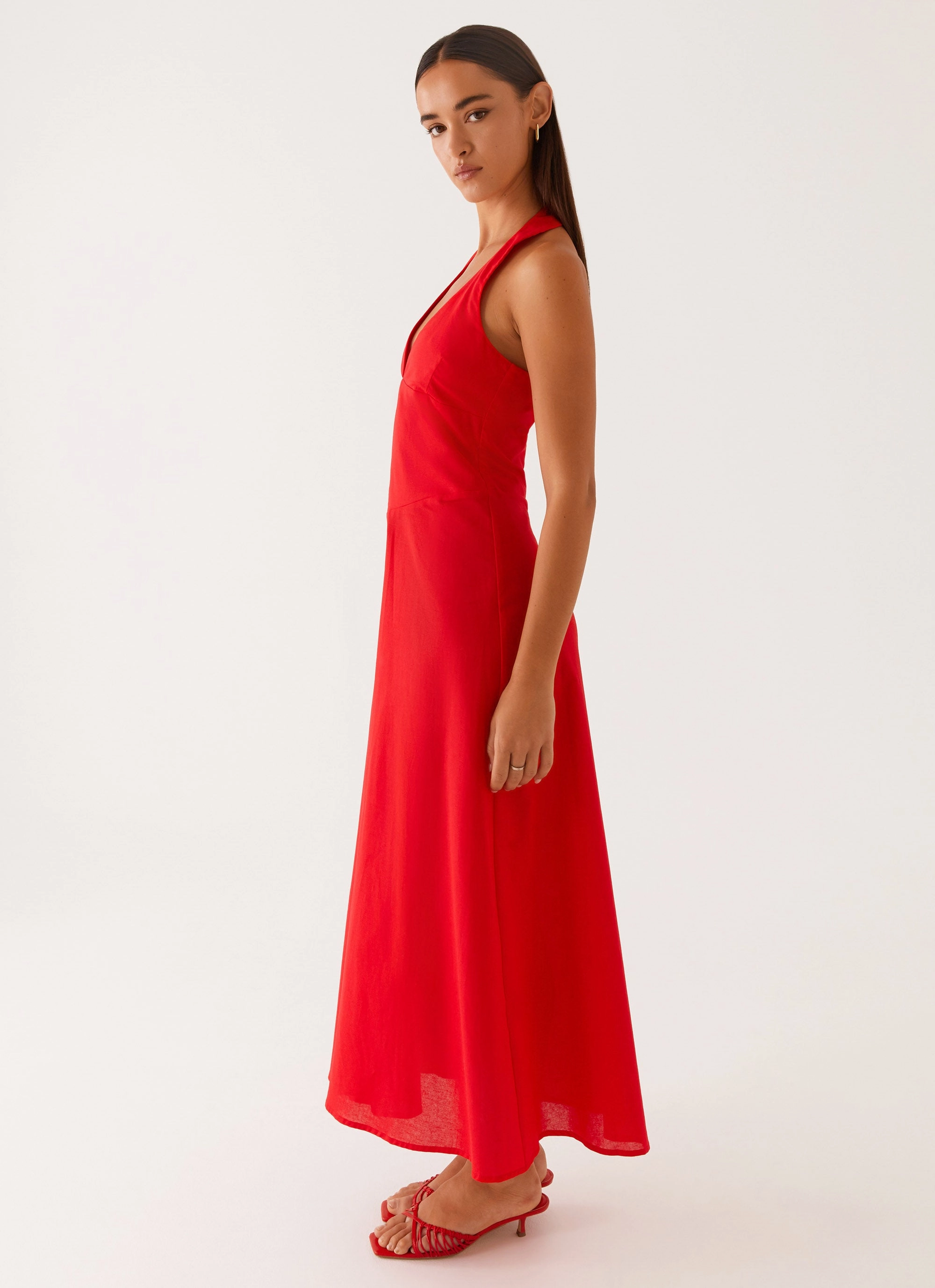 Balanced Shape Floor-Length Falling For You Midi Dress - Red