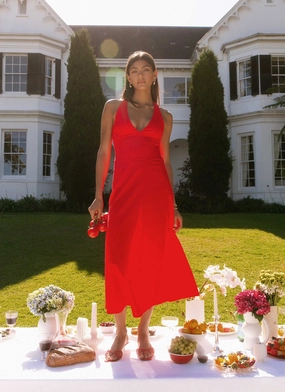 Mirror Shine Falling For You Midi Dress - Red Falling For You Midi Dress - Red Music-Concert