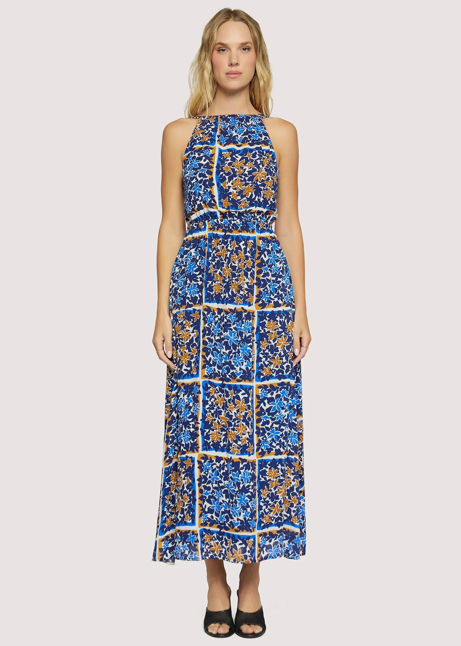 Sorrento Romance Maxi Dress in Blue Floral Multi Warm Touch Light Comfort
