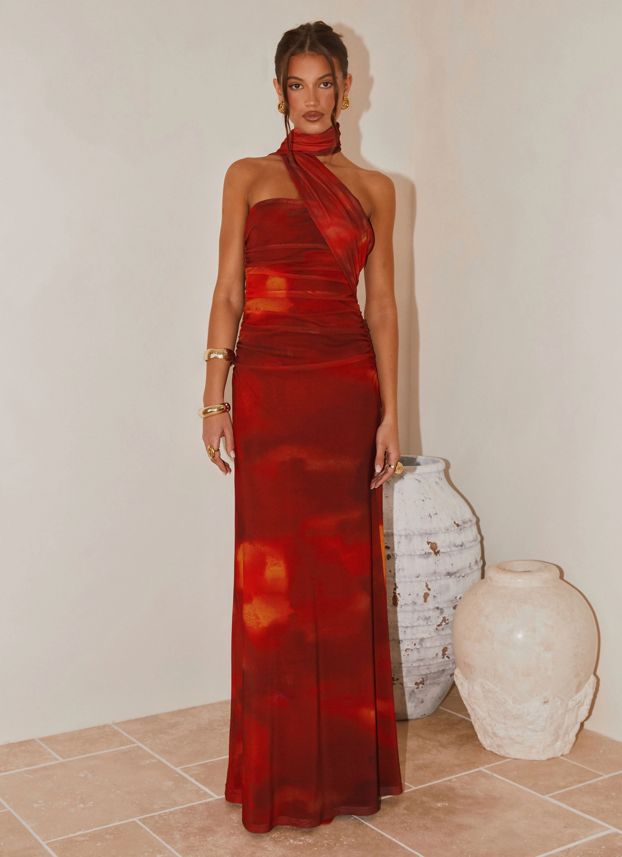 Airy Layer Picture Perfect Songbird Maxi Dress - Scarlet Blur