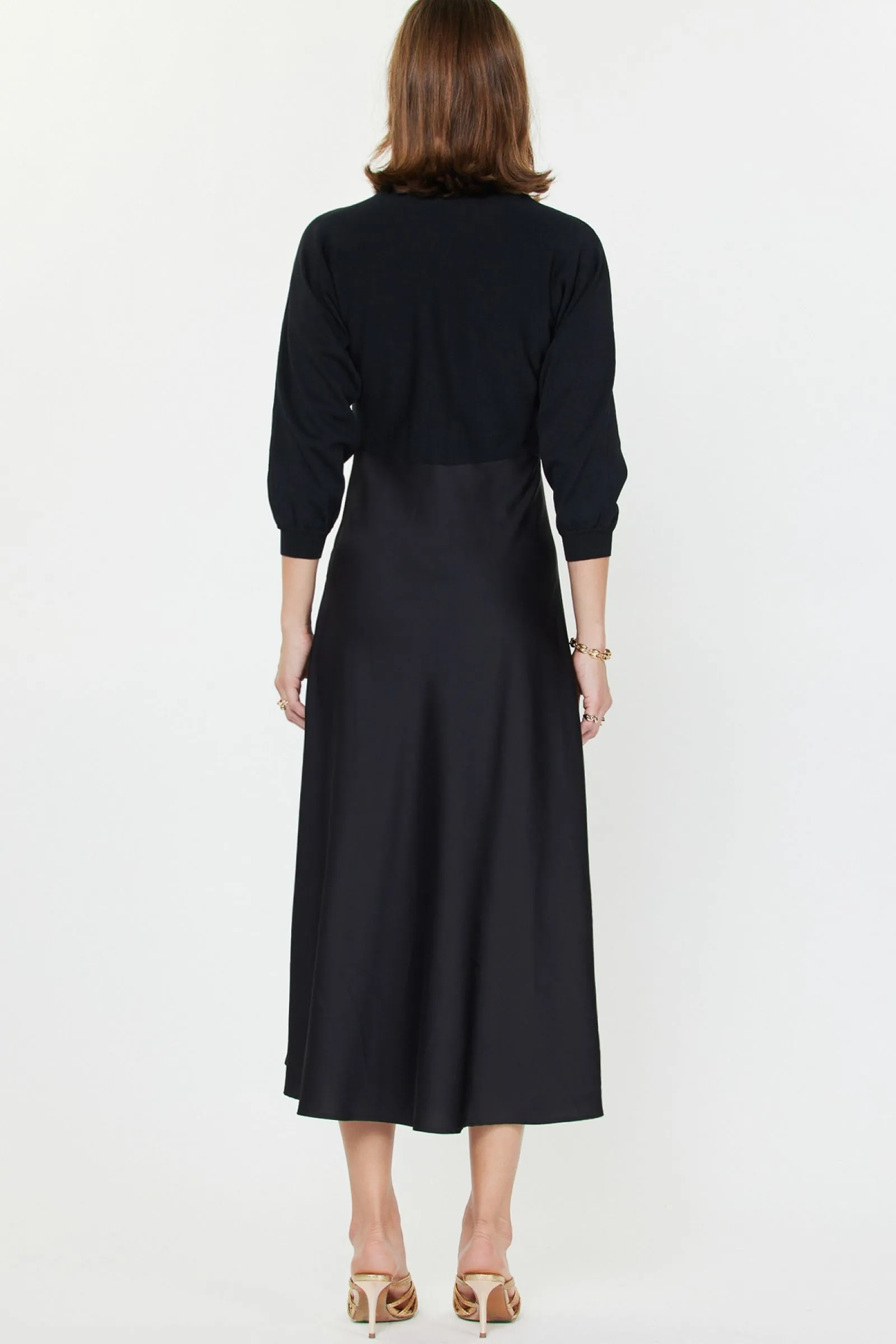 Stylish Feel Neutral Feel MIXED MEDIA SWEATER DRESS