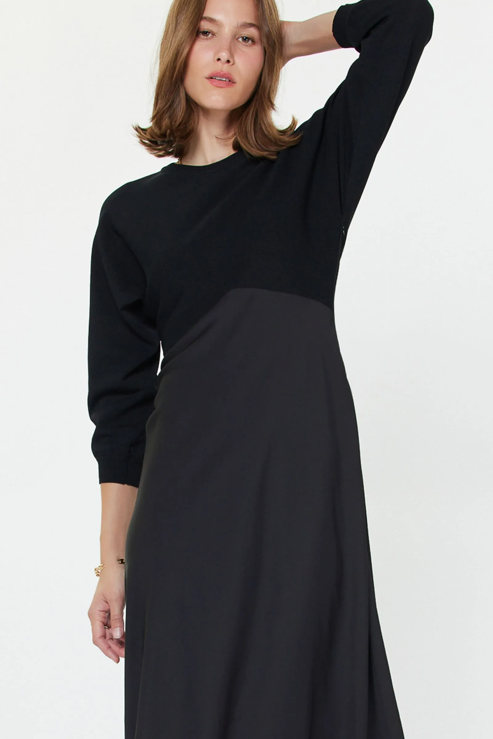 Fit Choice Sharp Fit MIXED MEDIA SWEATER DRESS