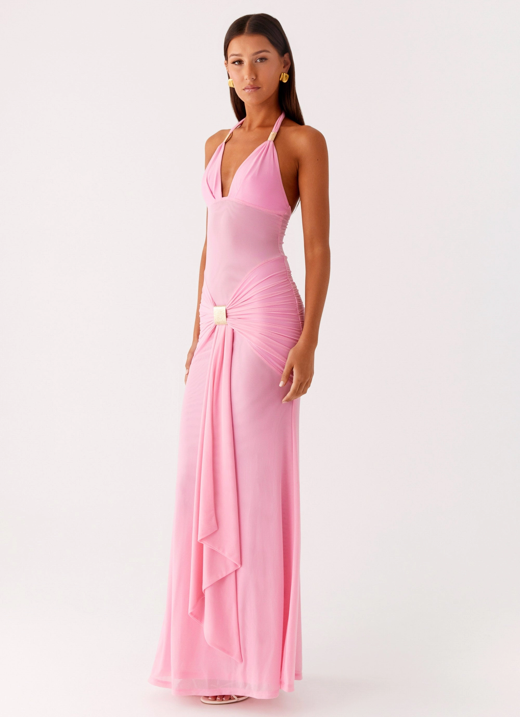 Miyah Halter Hardware Maxi Dress - Baby Pink Vibrant Style
