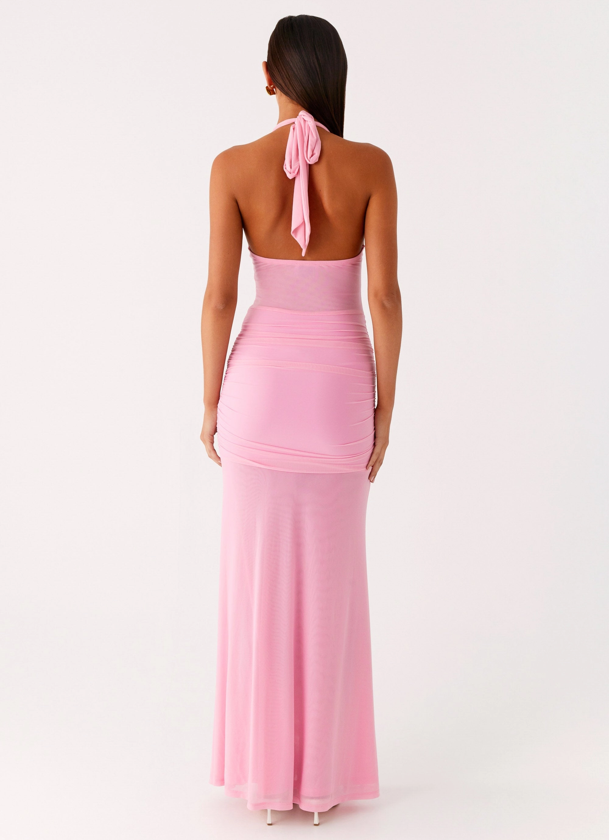 Beaded-Edge Miyah Halter Hardware Maxi Dress - Baby Pink