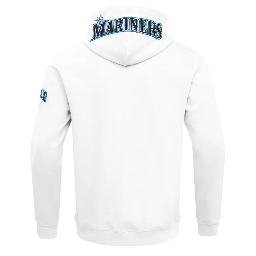 MLB SEATTLE MARINERS CLASSIC CHENILLE MEN'S FZ PO HOODIE (WHITE)
