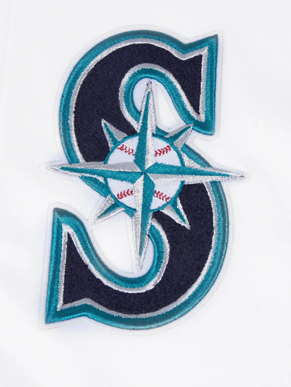 MLB SEATTLE MARINERS CLASSIC CHENILLE MEN'S FZ PO HOODIE (WHITE)
