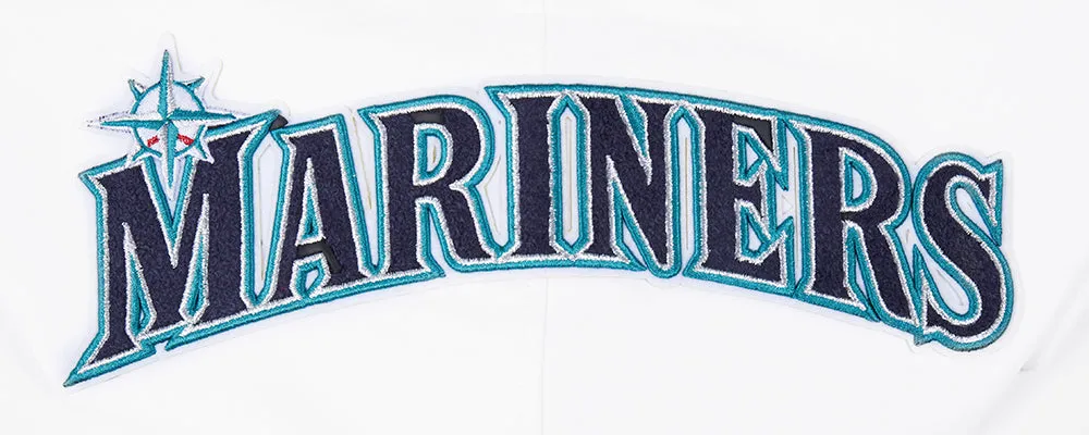 MLB SEATTLE MARINERS CLASSIC CHENILLE MEN'S FZ PO HOODIE (WHITE)