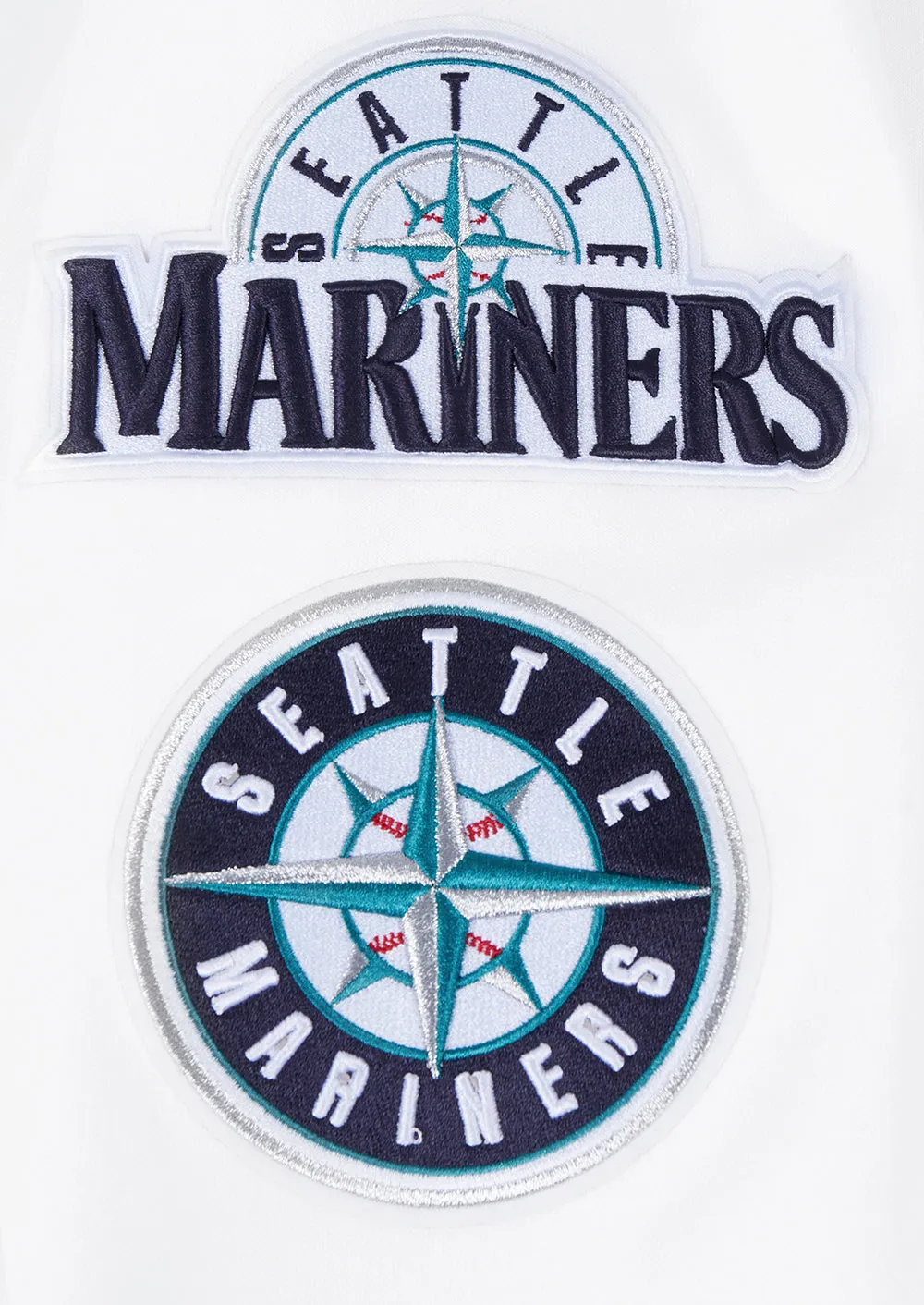 MLB SEATTLE MARINERS CLASSIC CHENILLE MEN'S FZ PO HOODIE (WHITE)