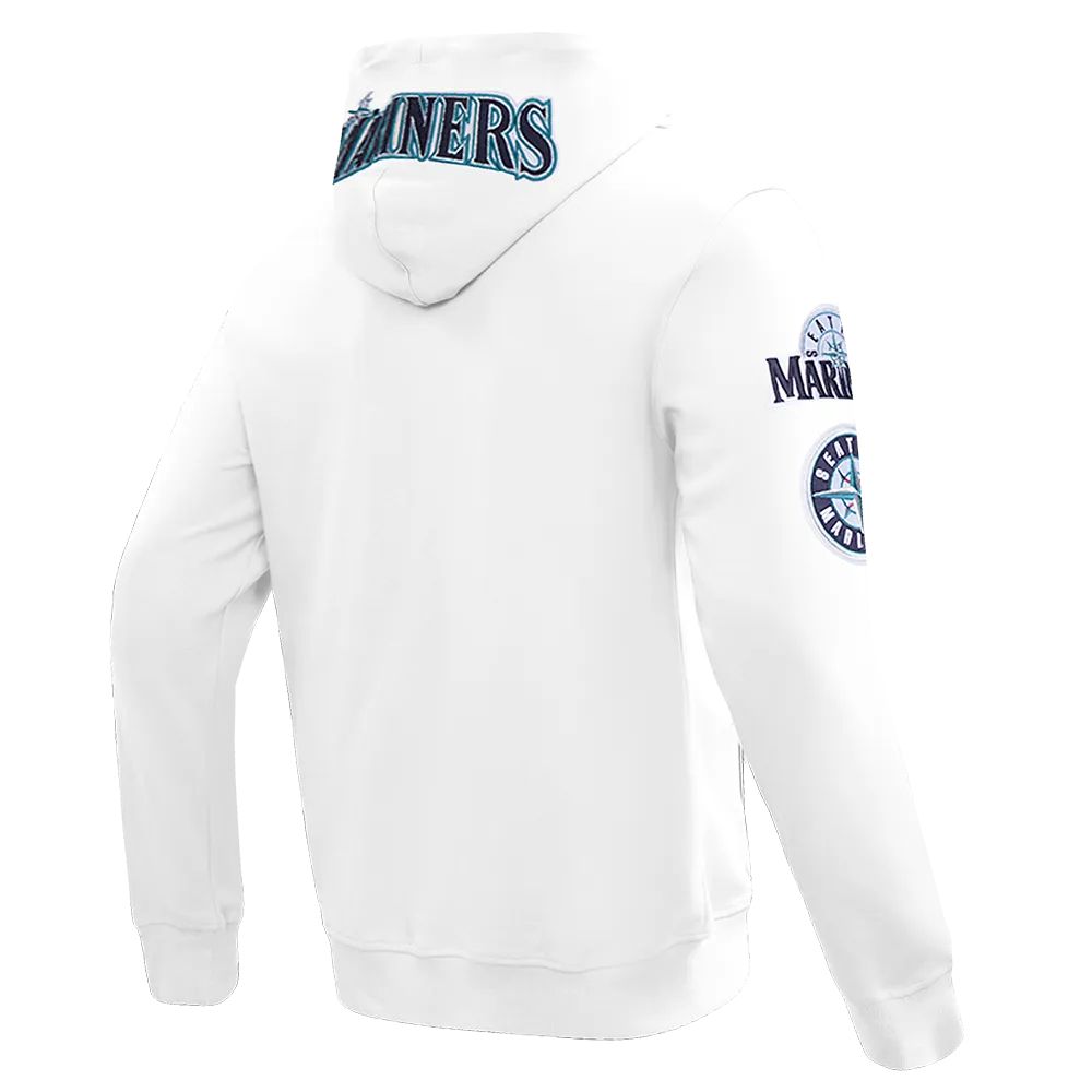 MLB SEATTLE MARINERS CLASSIC CHENILLE MEN'S FZ PO HOODIE (WHITE)