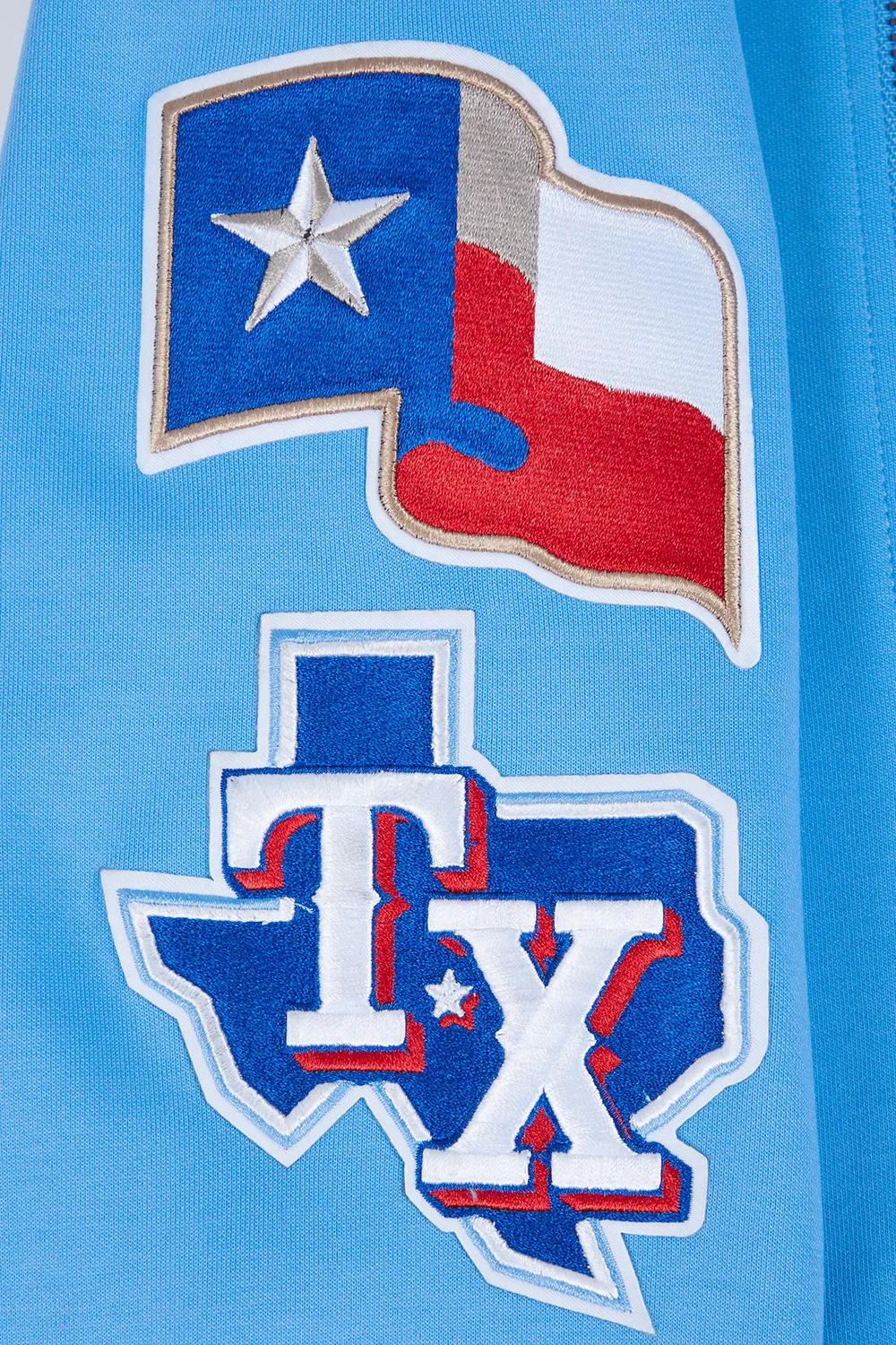 MLB TEXAS RANGERS CLASSIC CHENILLE MEN'S DK FZ PO HOODIE (UNIVERSITY BLUE)