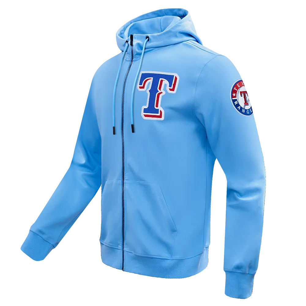 MLB TEXAS RANGERS CLASSIC CHENILLE MEN'S DK FZ PO HOODIE (UNIVERSITY BLUE)