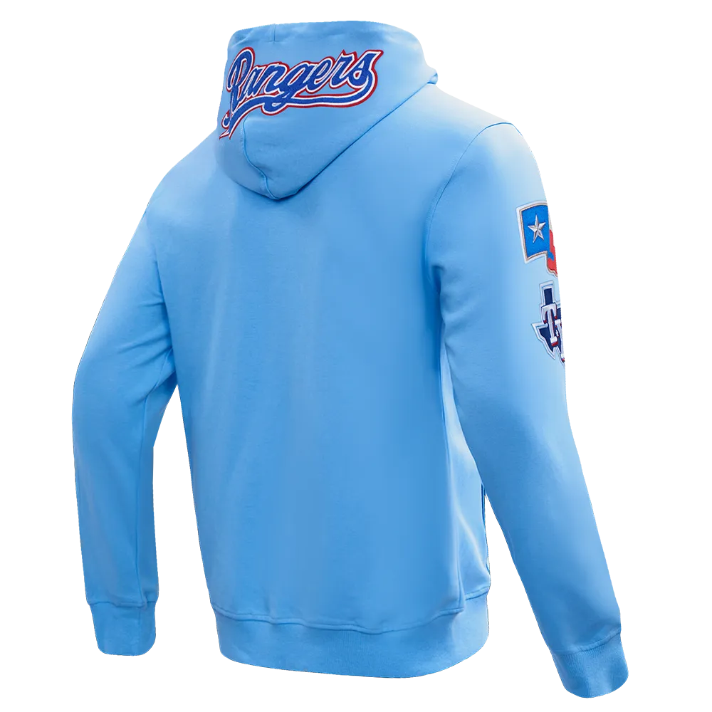 MLB TEXAS RANGERS CLASSIC CHENILLE MEN'S DK FZ PO HOODIE (UNIVERSITY BLUE)