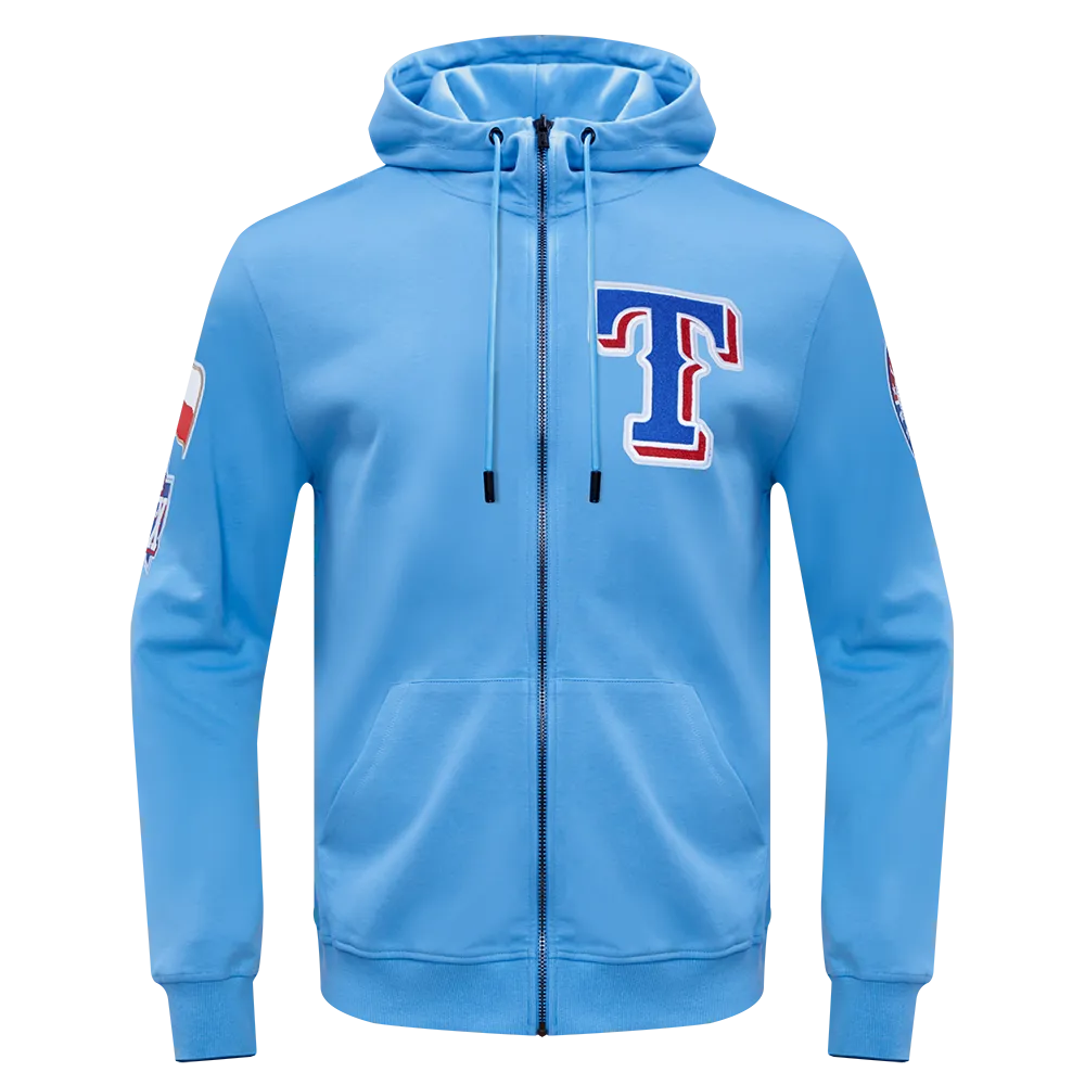 MLB TEXAS RANGERS CLASSIC CHENILLE MEN'S DK FZ PO HOODIE (UNIVERSITY BLUE)