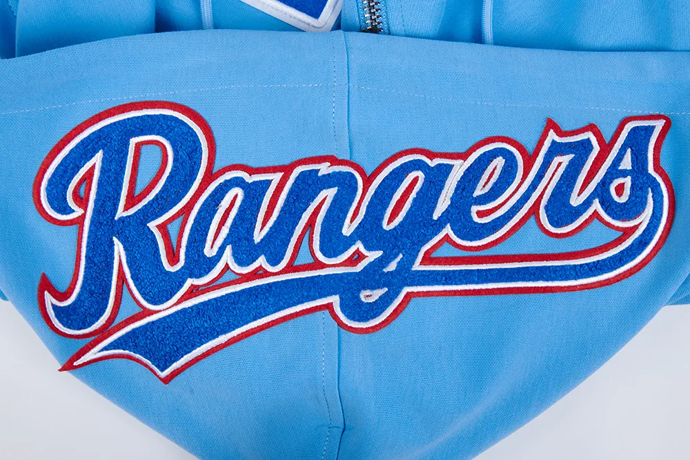 MLB TEXAS RANGERS CLASSIC CHENILLE MEN'S DK FZ PO HOODIE (UNIVERSITY BLUE)
