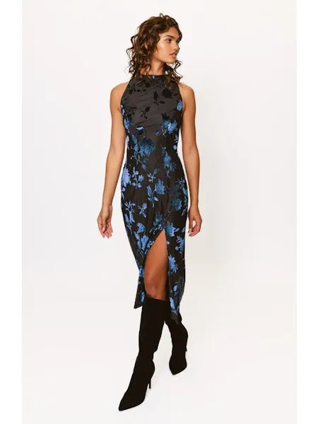 Darby Maxi Dress in Black/Navy Modern Waist Trendy Comfort