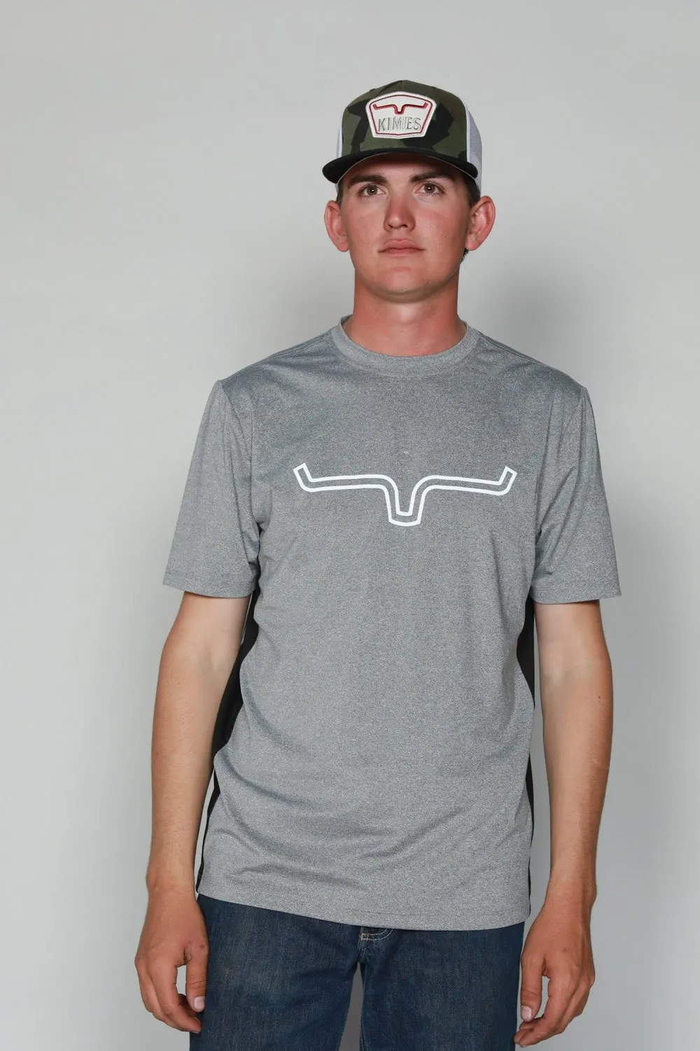 Kimes Ranch Mens Phase 2 Tech Tee Grey Polyester Blend S/S T-Shirt Sleek Fit Formal Elegance