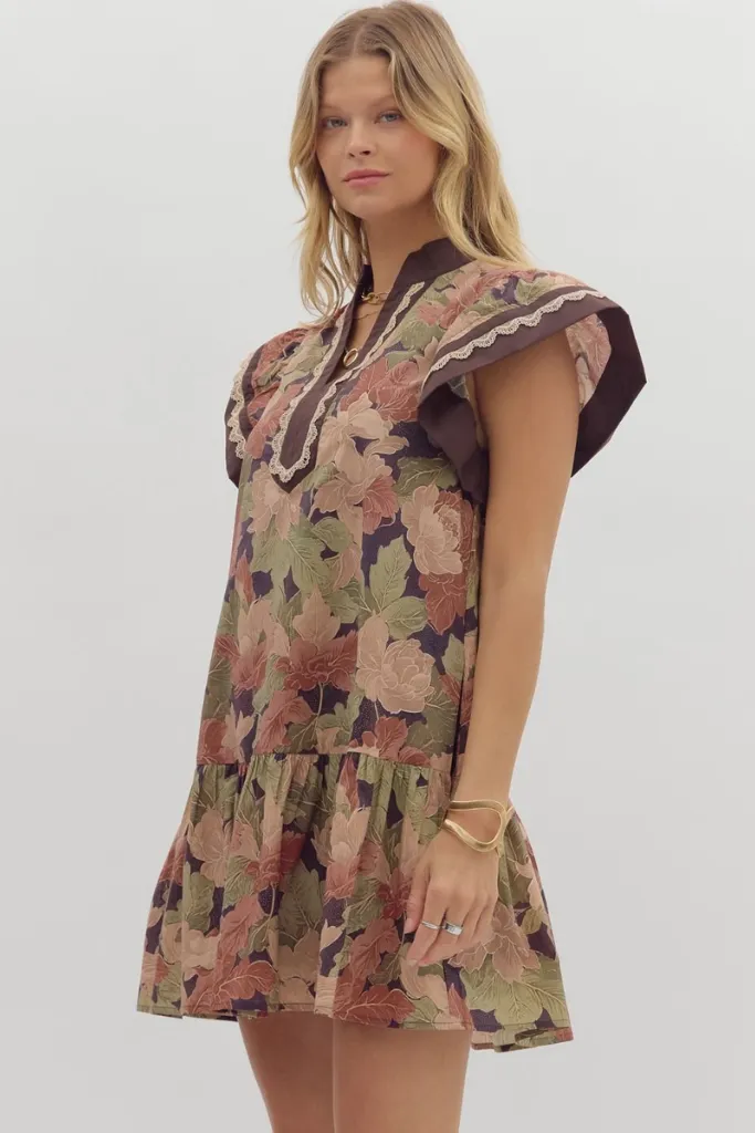 Amy Floral Ruffle Sleeve Mini Dress Peace View Classic Layers