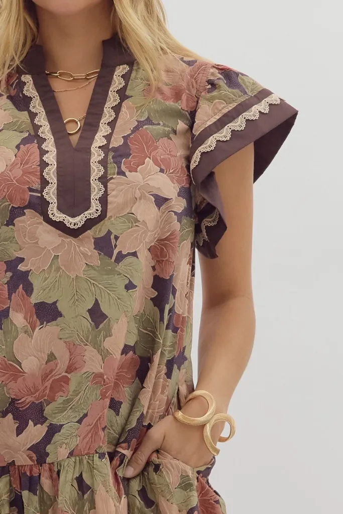 Easy Layers Amy Floral Ruffle Sleeve Mini Dress