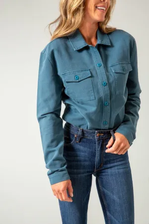 Modern Fit Kimes Ranch Womens Cloverleaf Shirt Dark Blue 100% Cotton Jacket Comfortable Outfit Daily Wear Nature Lover Kimes Ranch Womens Cloverleaf Shirt Dark Blue 100% Cotton Jacket