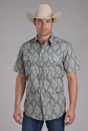 Modern looks Roper Mens Horizontal Scribble Aztec Grey 100% Cotton S/S Shirt Roper Mens Horizontal Scribble Aztec Grey 100% Cotton S/S Shirt Adjustable Cuff Closure Easy Care