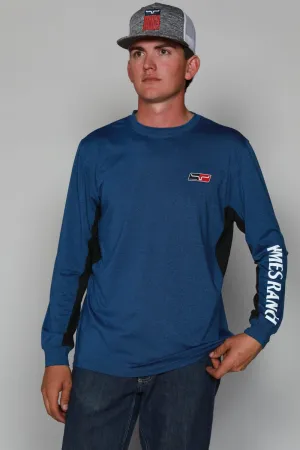 Modern Vibes Kimes Ranch Mens K1 Tech Tee Navy Heather Polyester Blend L/S T-Shirt Tagless label Kimes Ranch Mens K1 Tech Tee Navy Heather Polyester Blend L/S T-Shirt
