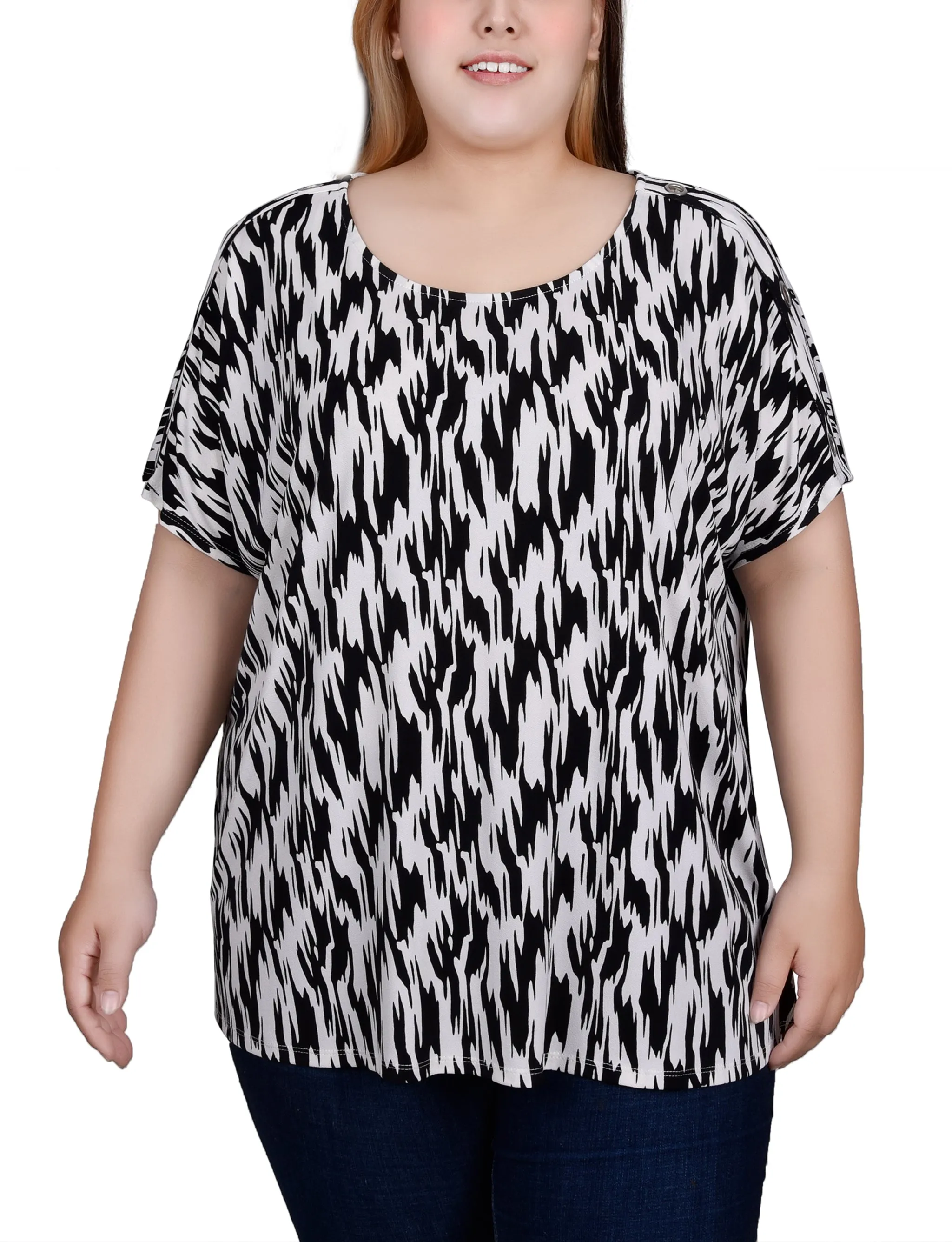 Flexible Waist Romantic Vibes Plus Size Short Sleeve Extended Sleeve Tunic Top
