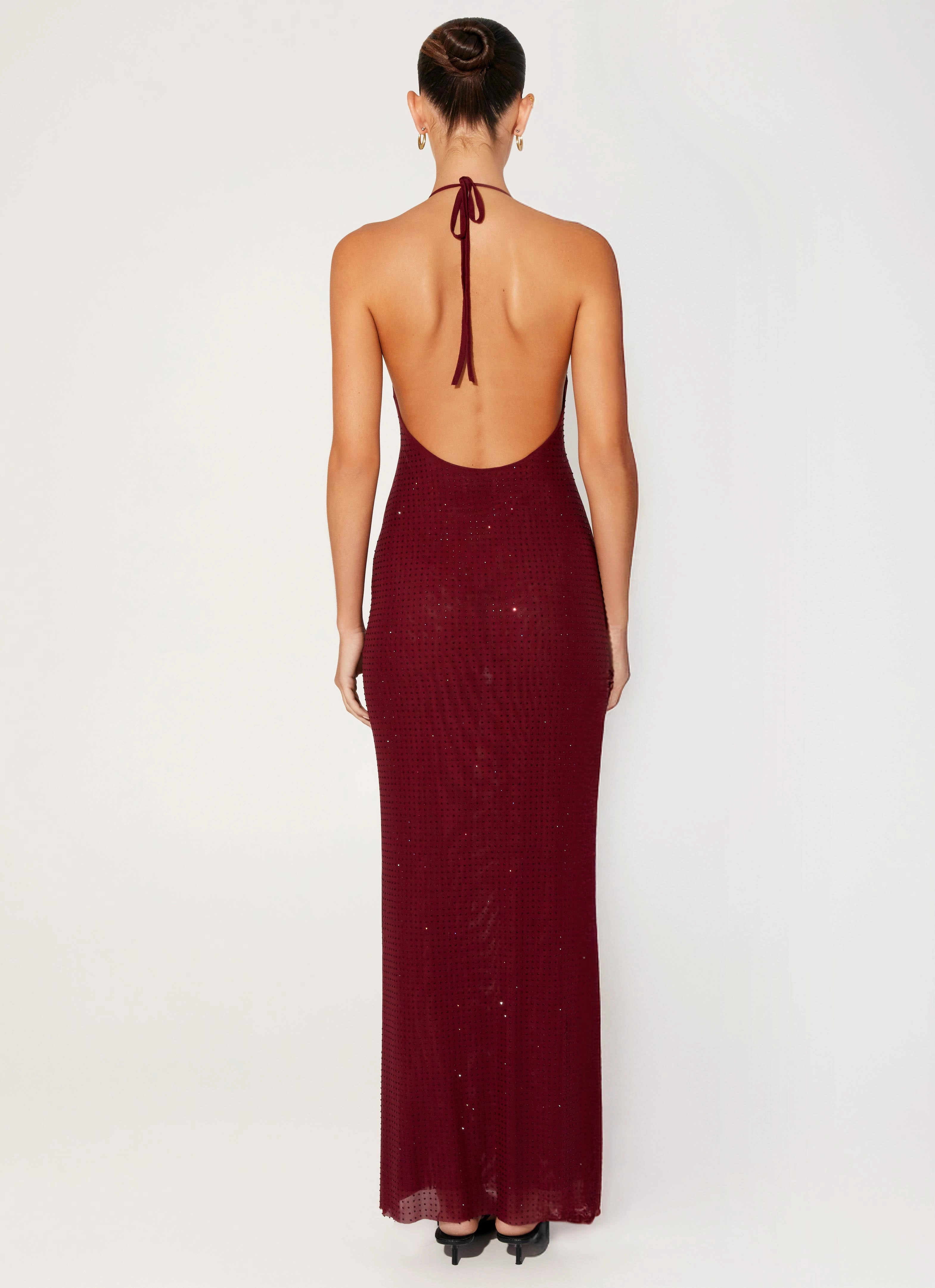 Keliese Beaded Maxi Dress - Burgundy Eco-Lining Fresh Appeal