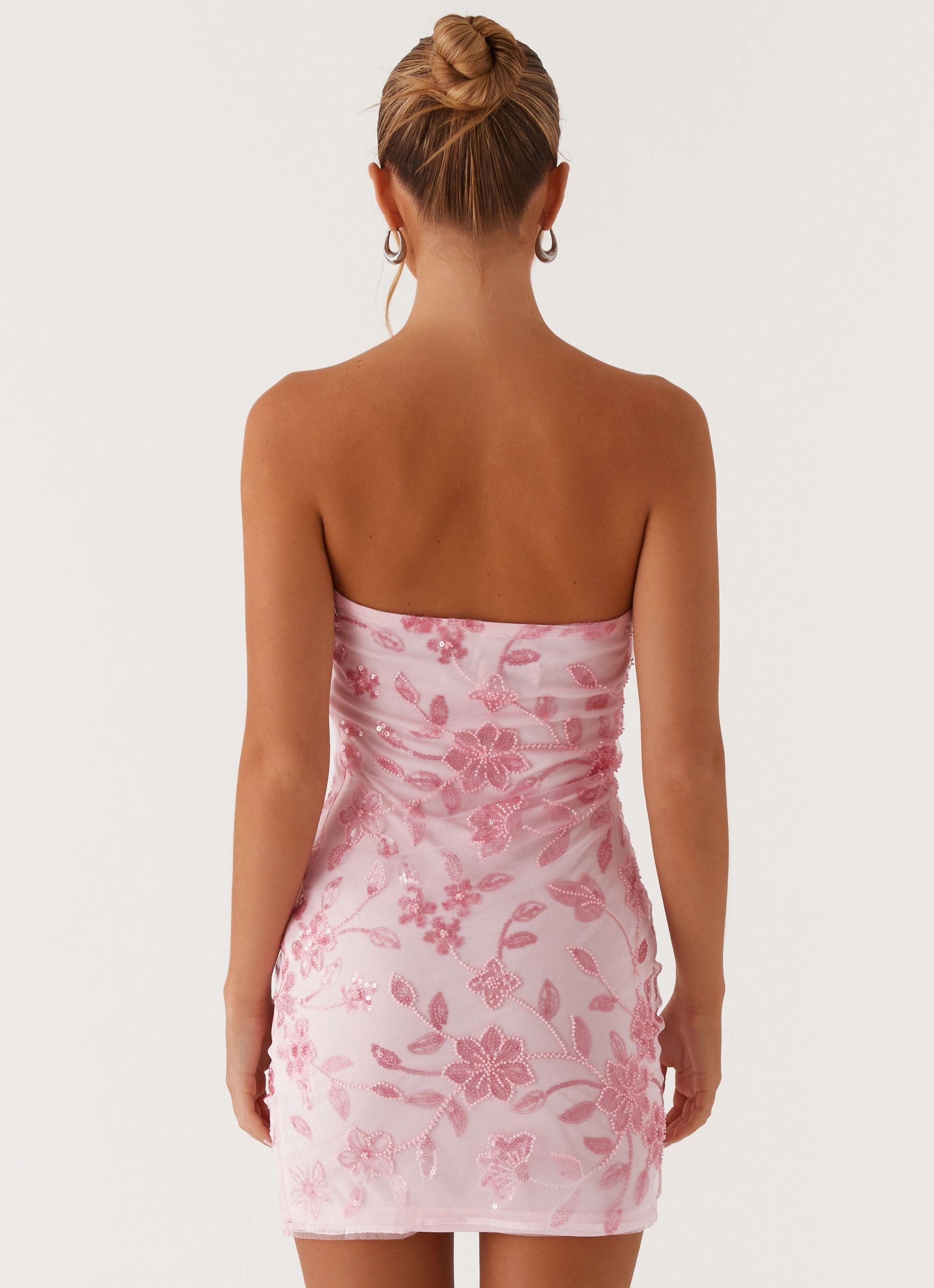 Front Detail All Look Moorey Beaded Mini Dress - Pink