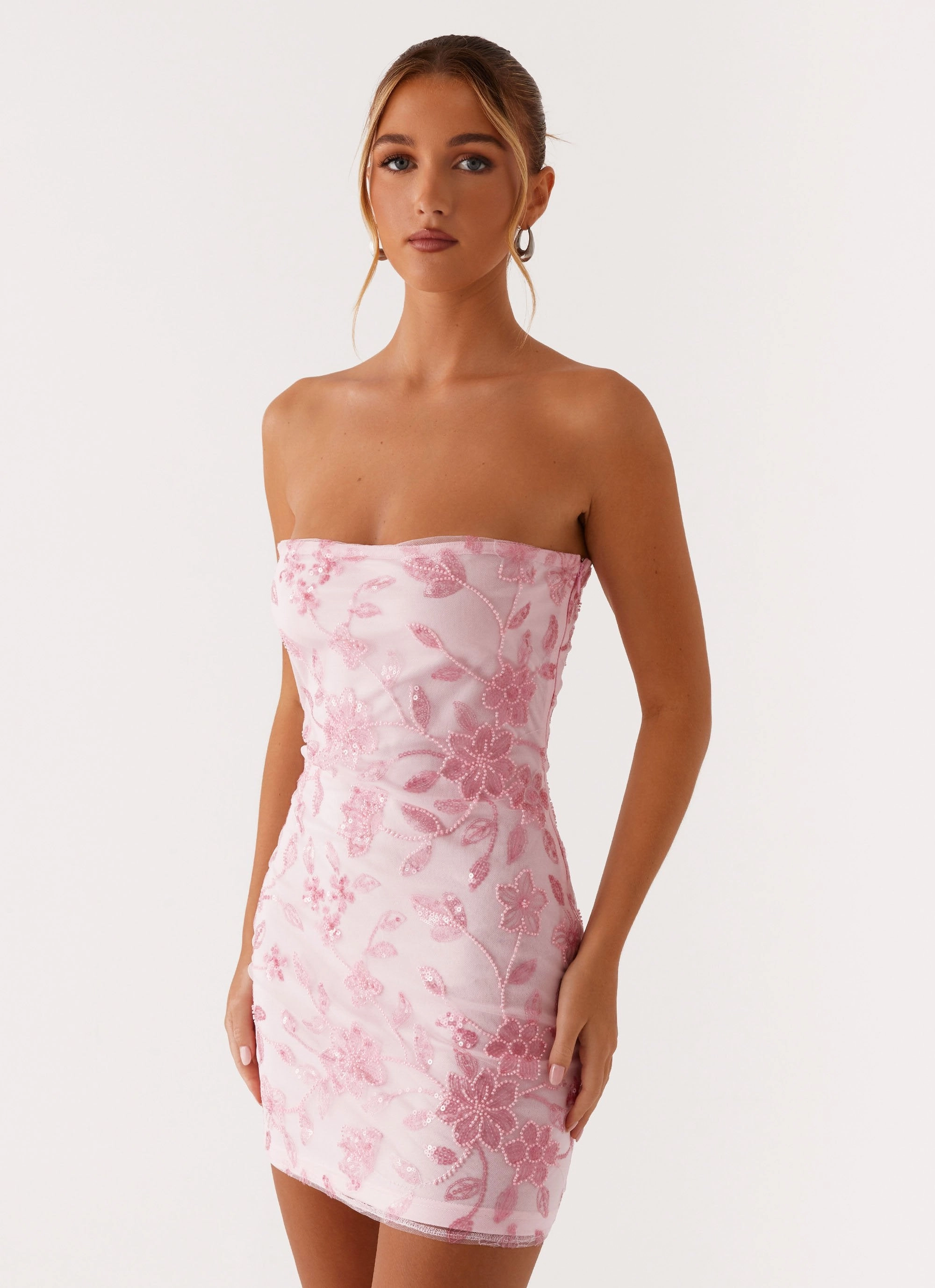 Fit For All Panelled-Design Moorey Beaded Mini Dress - Pink