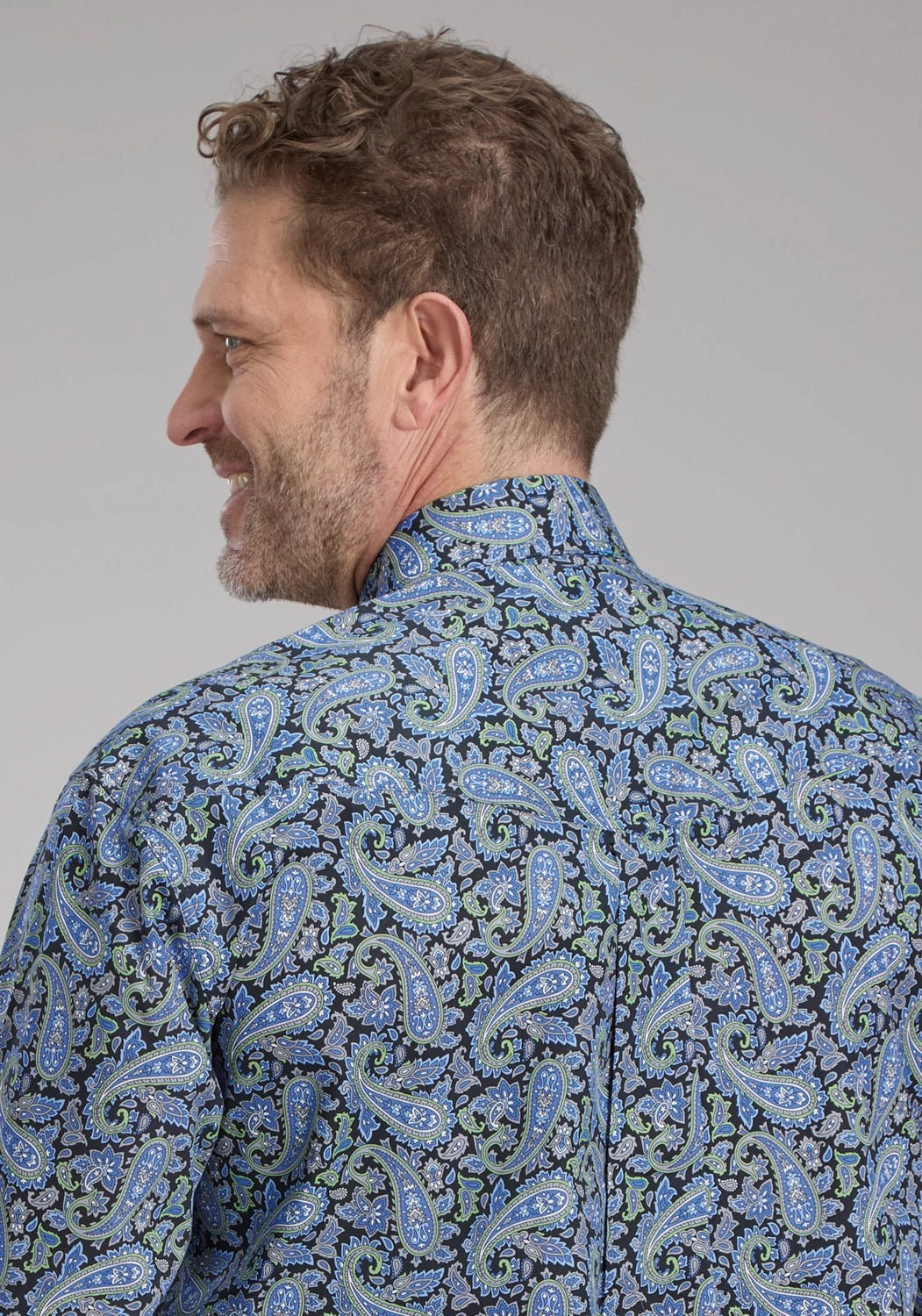 Roper Mens 2239 Cobalt Paisley Blue 100% Cotton Btn L/S Shirt Soft Touch Workwear Style
