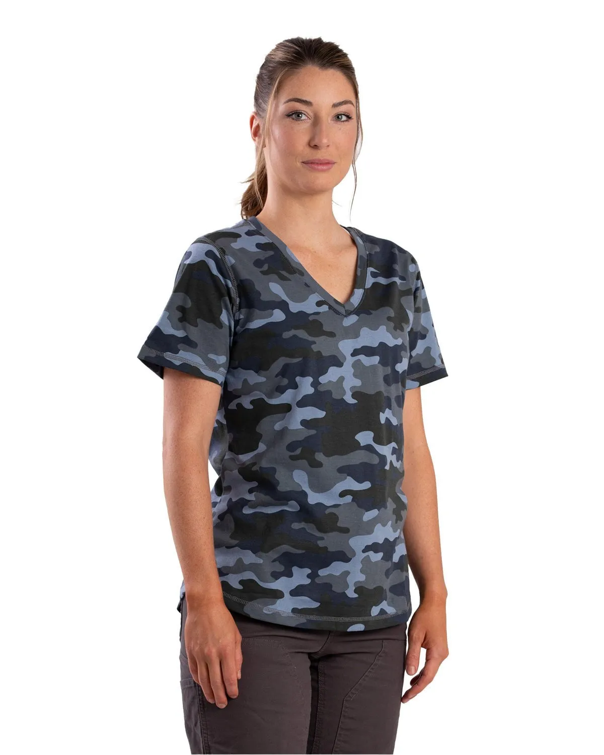 Vibrant Colors Berne Womens Performance V-Neck Chicken Print Cotton Blend S/S T-Shirt