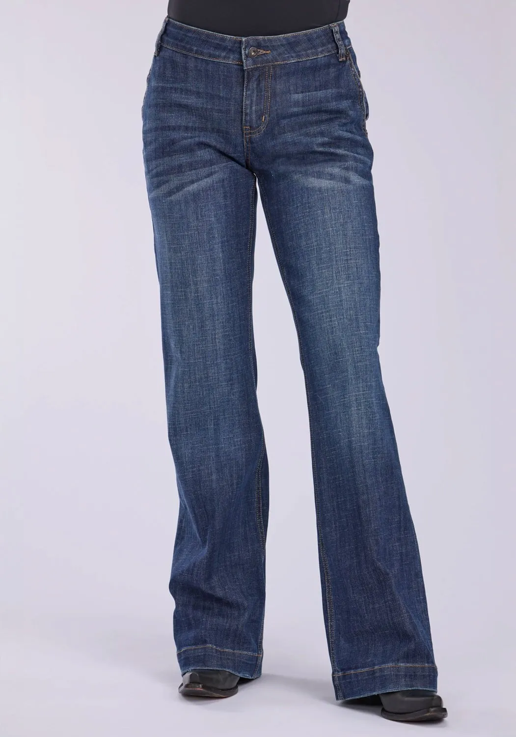 Winter Warmth Sustainable Stetson Womens 214 Trouser Fit Slash Pkts Blue Cotton Blend Jeans