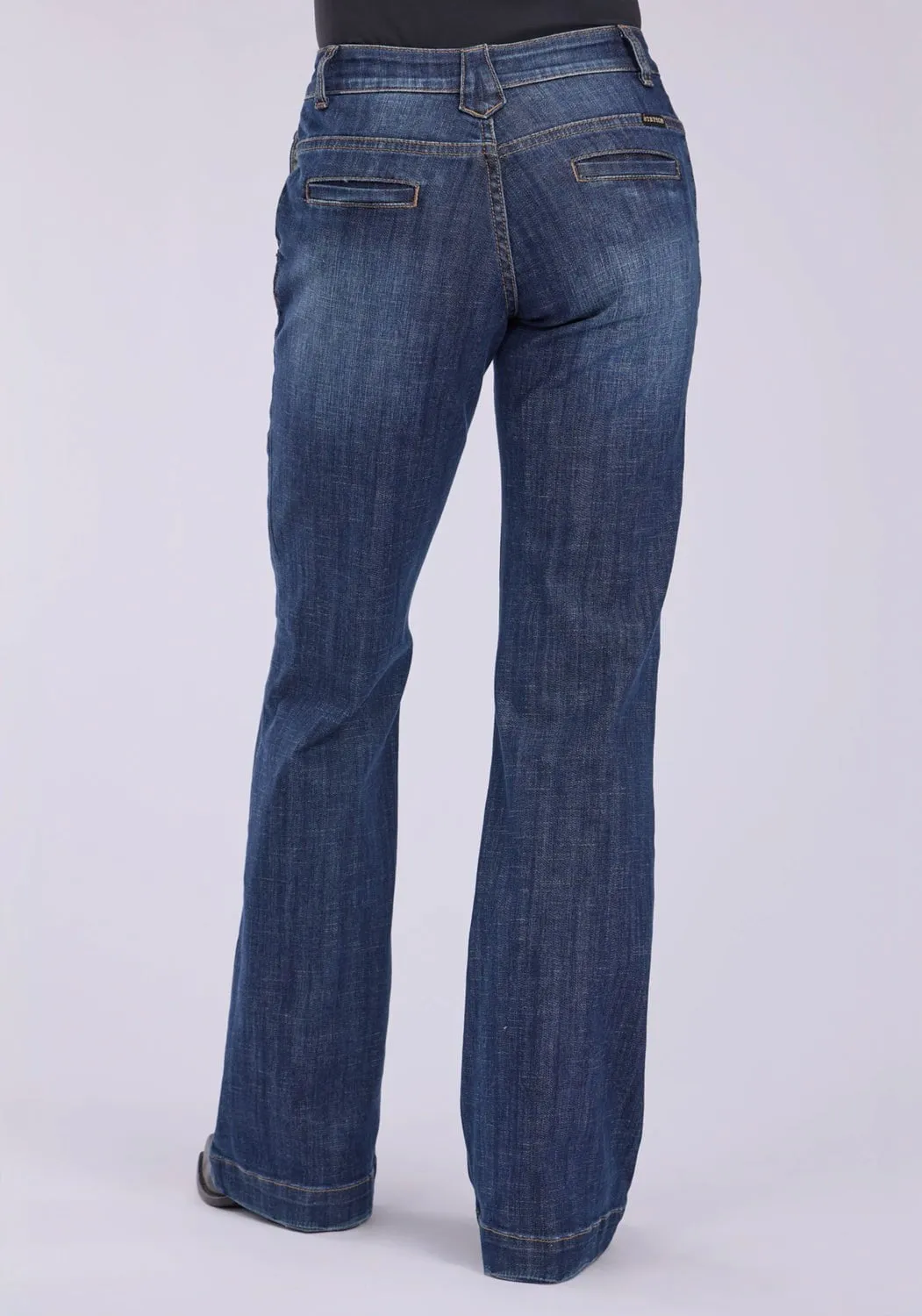Spring Mood Smooth Work Meeting Quick Dry Technology Stetson Womens 214 Trouser Fit Slash Pkts Blue Cotton Blend Jeans