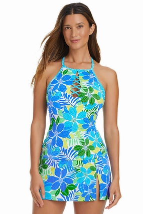 Mold Inhibiting Finish Fresh Takes Lattice Tankini Top Fresh Takes Lattice Tankini Top RibbedNeckline
