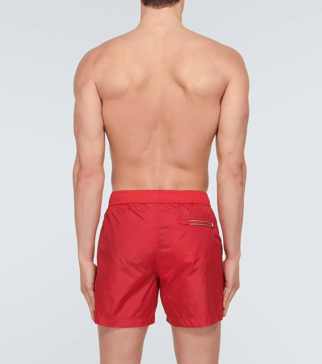 Moncler logo swim trunks, red
