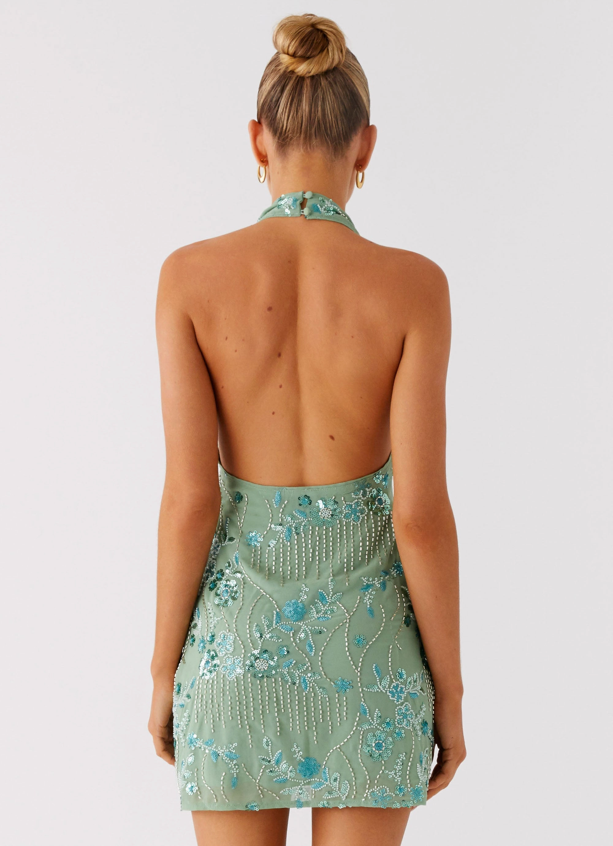 Form Fit Monet Beaded Mini Dress - Mint