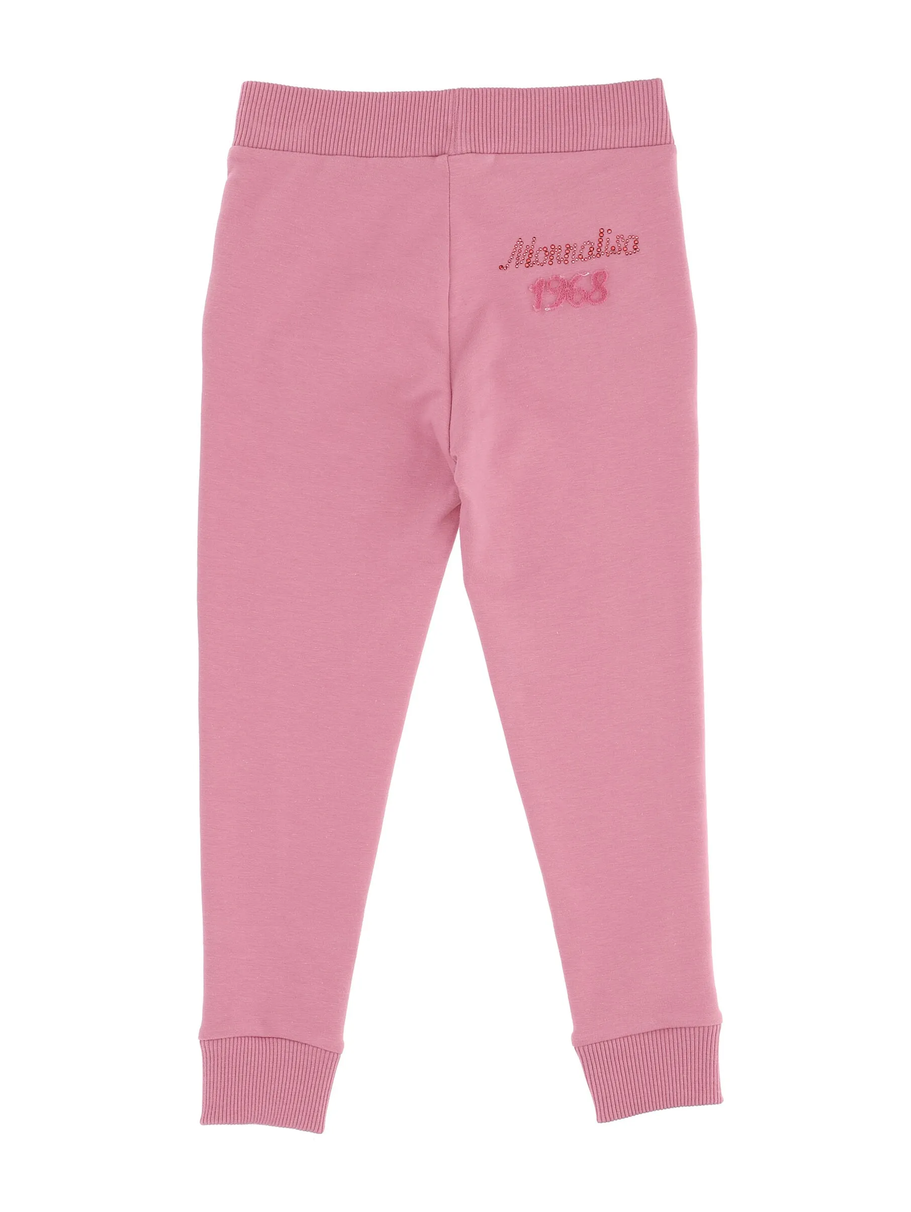 MONNALISA FLEECE LOGO JOGGERS WITH RHINESTONES