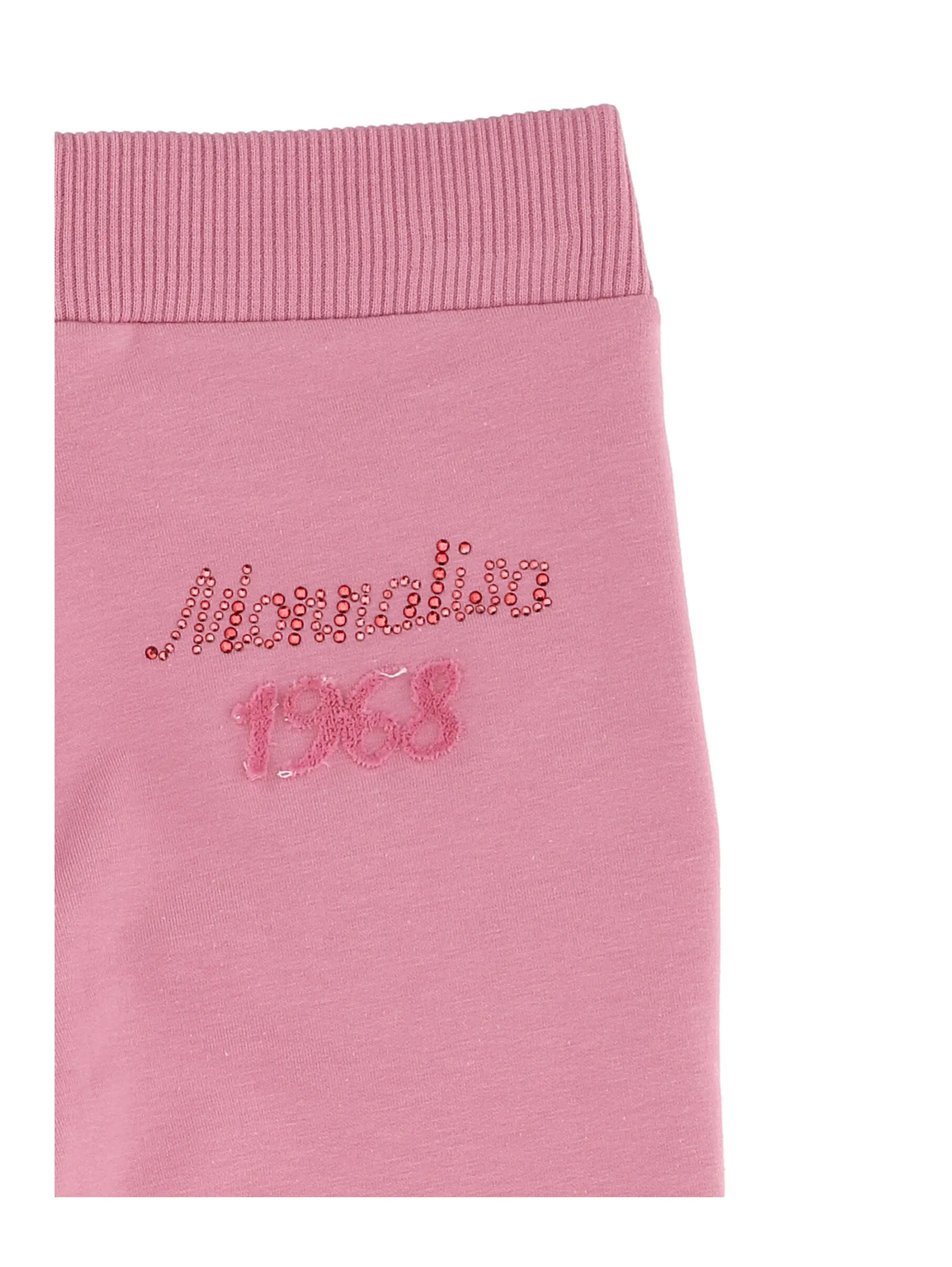 MONNALISA FLEECE LOGO JOGGERS WITH RHINESTONES