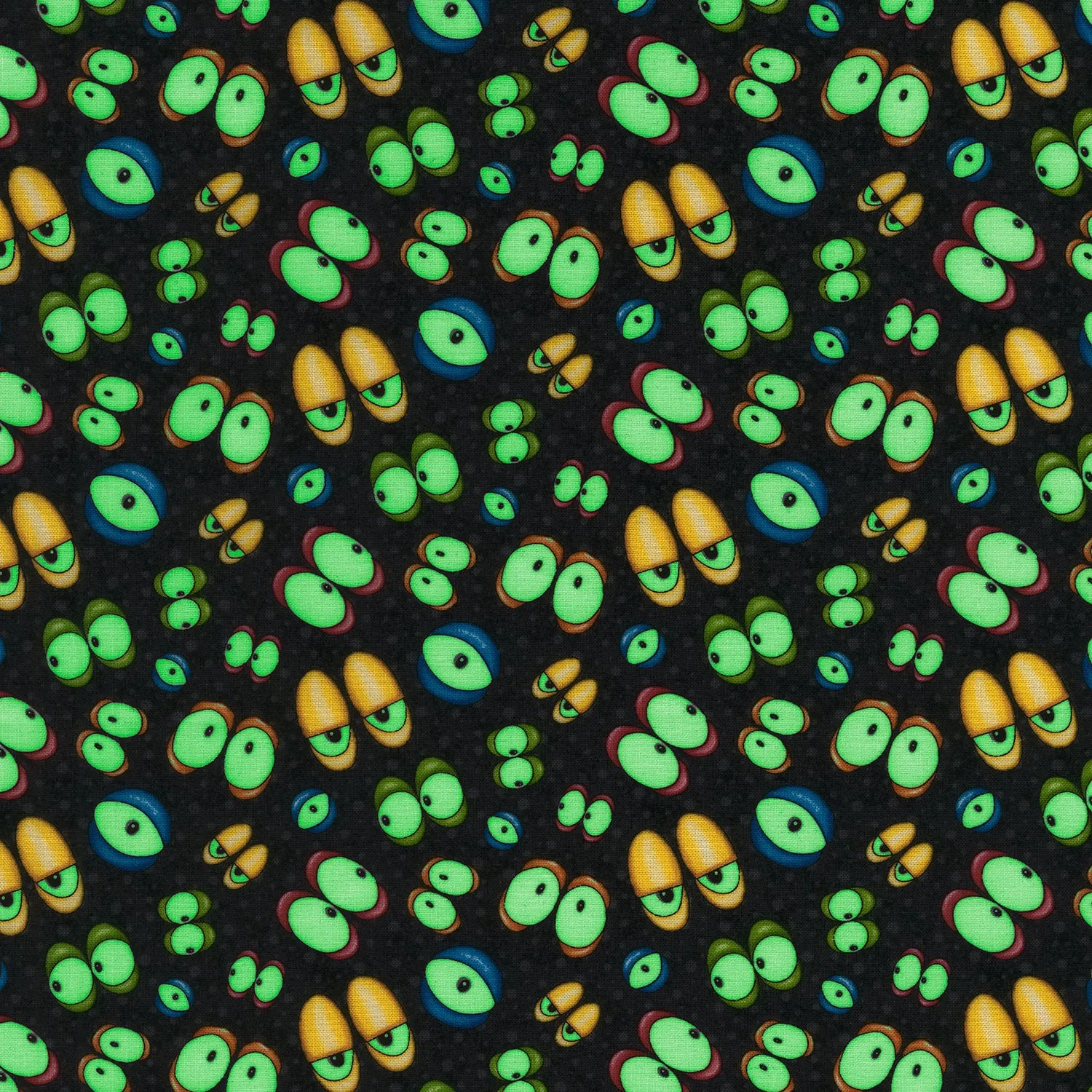 Monster'ocity - Glow in the Dark Eyes Glow Black Yardage