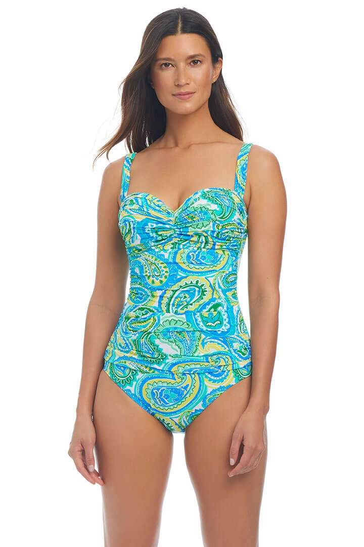 EcoFriendly Dye Bound Seam Finish More Is More Shirred Maillot Swimsuit