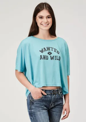 Motion Fit Roper Womens Wanted And Wild Blue Poly/Cotton S/S L/S T-Shirt Roper Womens Wanted And Wild Blue Poly/Cotton S/S L/S T-Shirt Breathable Minimalist