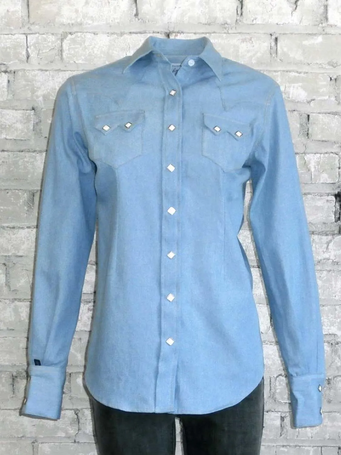Rockmount Womens Denim 100% Cotton Stonewash Sawtooth Western L/S Shirt Neutral Colors