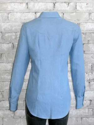 Multi Pocket Design Rockmount Womens Denim 100% Cotton Stonewash Sawtooth Western L/S Shirt Rockmount Womens Denim 100% Cotton Stonewash Sawtooth Western L/S Shirt Comfort-First